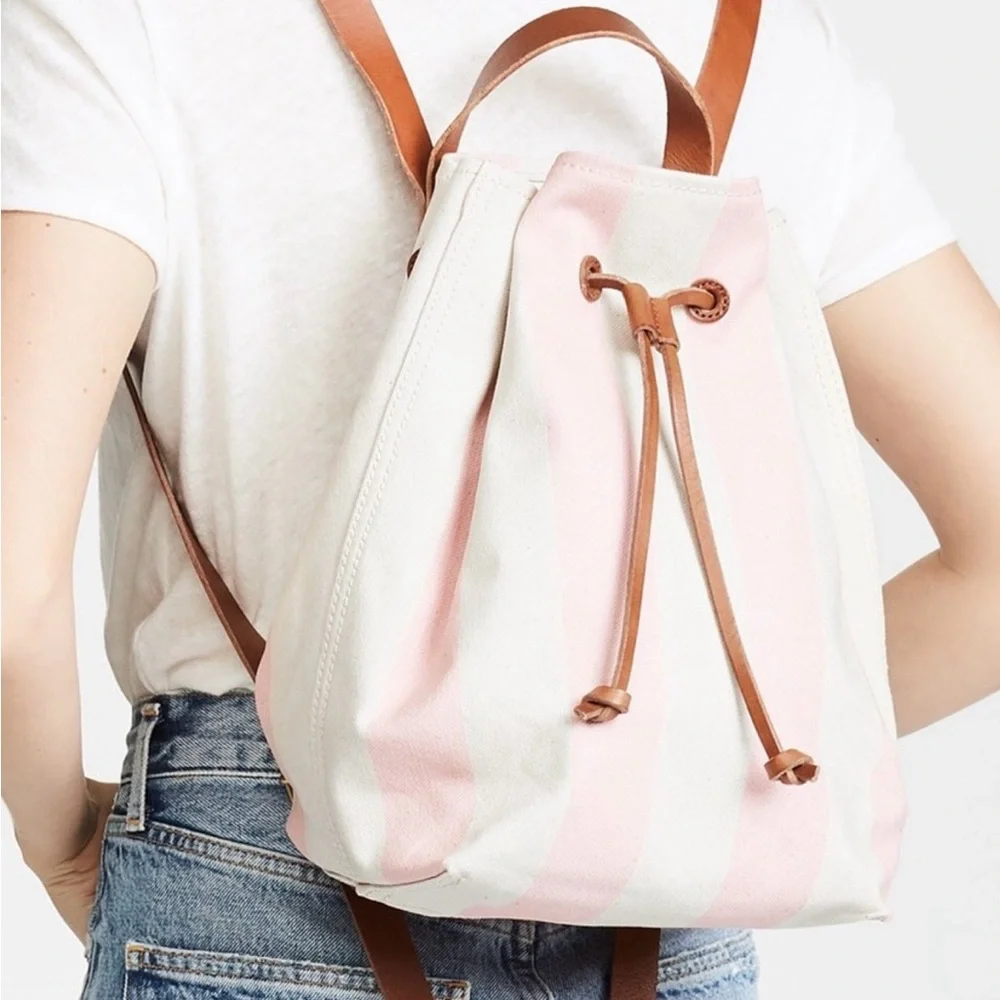 Madewell Somerset Stripe Canvas & Leather Backpack